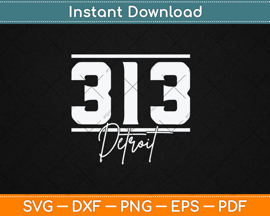 Detroit 313 Area Code Skyline Michigan Vintage Svg Digital Cutting File