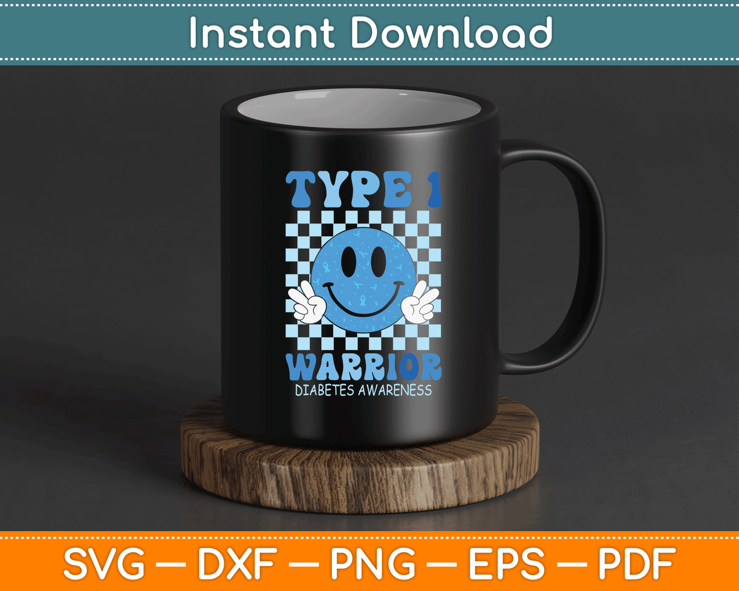 Diabetes Awareness Toddler Ribbon T1D Warrior Support Squad SVG Digital Cutting File