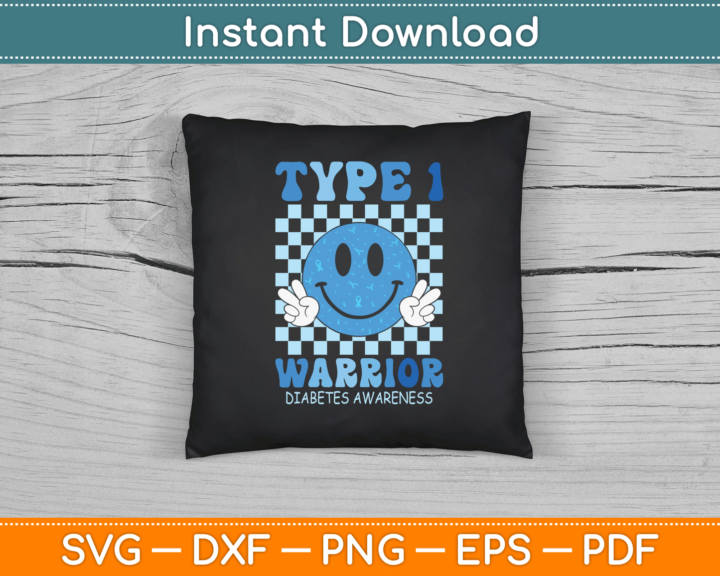 Diabetes Awareness Toddler Ribbon T1D Warrior Support Squad SVG Digital Cutting File