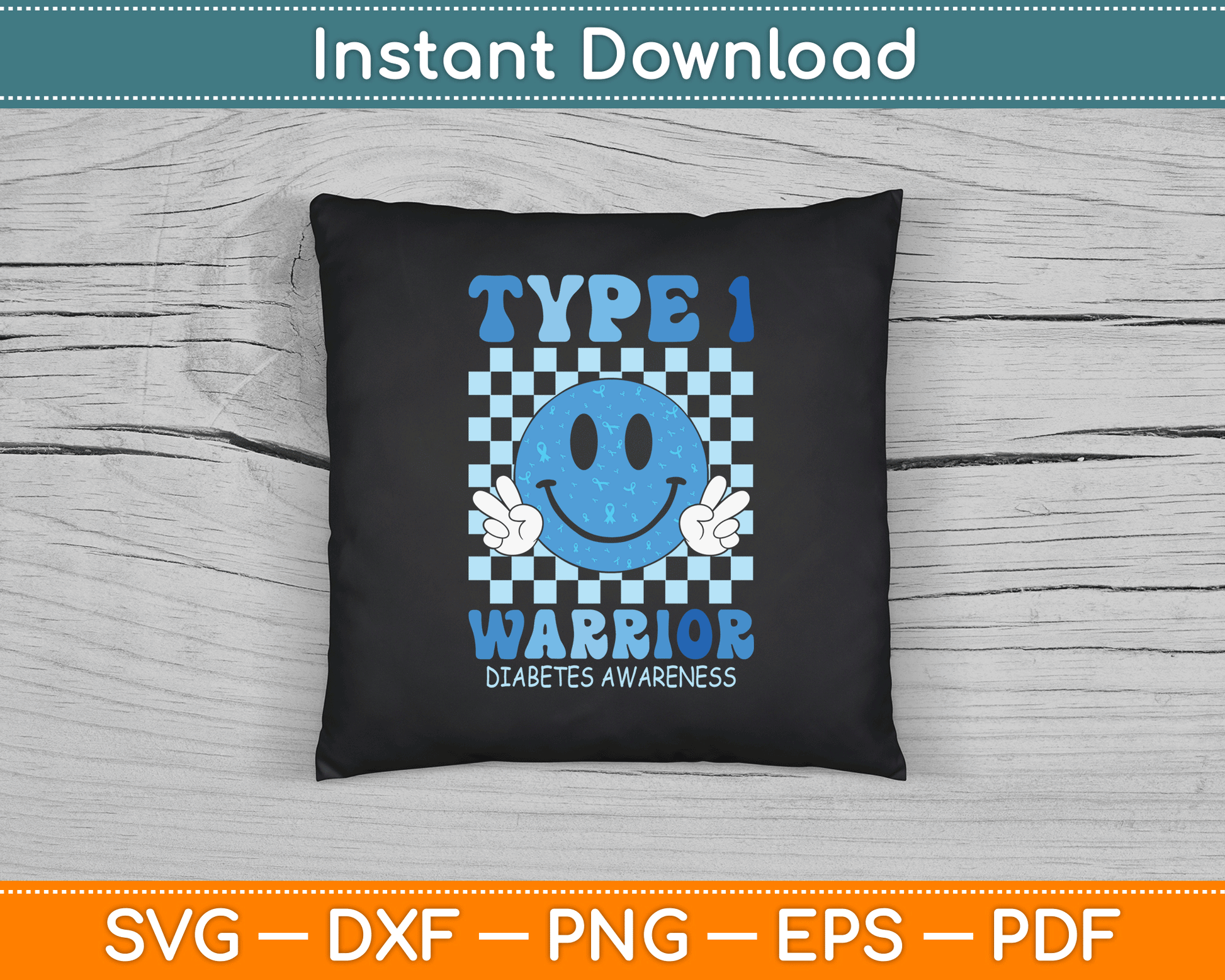 Diabetes Awareness Toddler Ribbon T1D Warrior Support Squad SVG Digital Cutting File