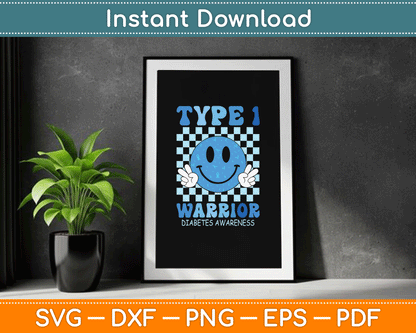 Diabetes Awareness Toddler Ribbon T1D Warrior Support Squad SVG Digital Cutting File