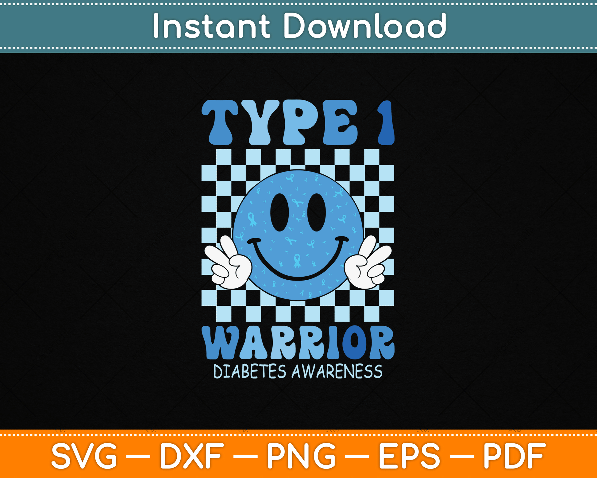 Diabetes Awareness Toddler Ribbon T1D Warrior Support Squad SVG Digital Cutting File