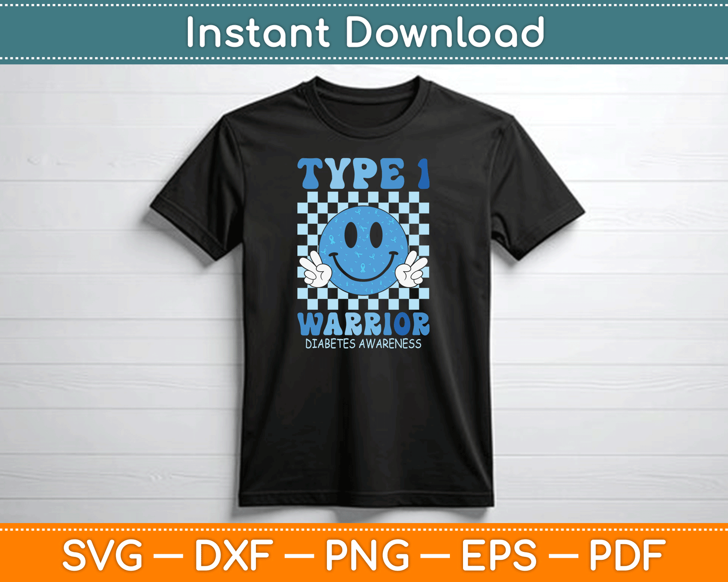 Diabetes Awareness Toddler Ribbon T1D Warrior Support Squad SVG Digital Cutting File