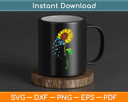 Diabetes Sunflower Type 1 Type 2 SVG Digital Cutting File