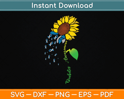 Diabetes Sunflower Type 1 Type 2 SVG Digital Cutting File