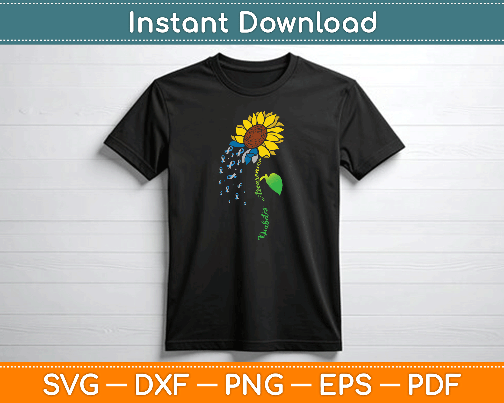 Diabetes Sunflower Type 1 Type 2 SVG Digital Cutting File