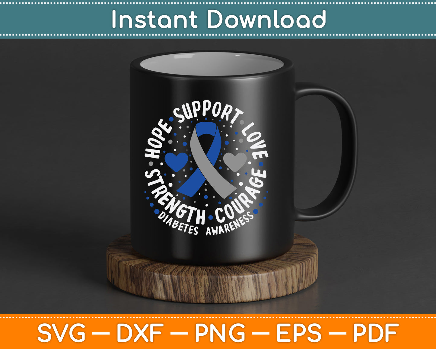 Diabetes Awareness Diabetic Love Support T2d T1d Diabetes SVG Digital Cutting File