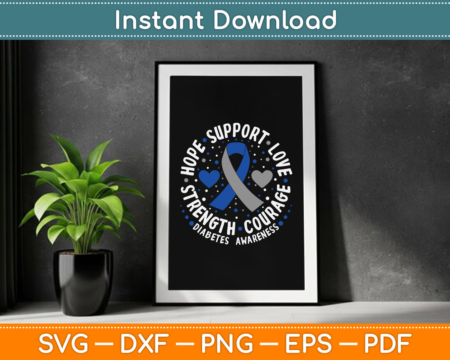 Diabetes Awareness Diabetic Love Support T2d T1d Diabetes SVG Digital Cutting File