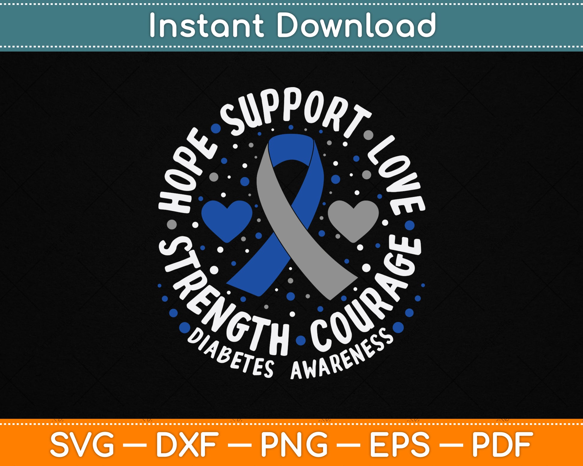 Diabetes Awareness Diabetic Love Support T2d T1d Diabetes SVG Digital Cutting File