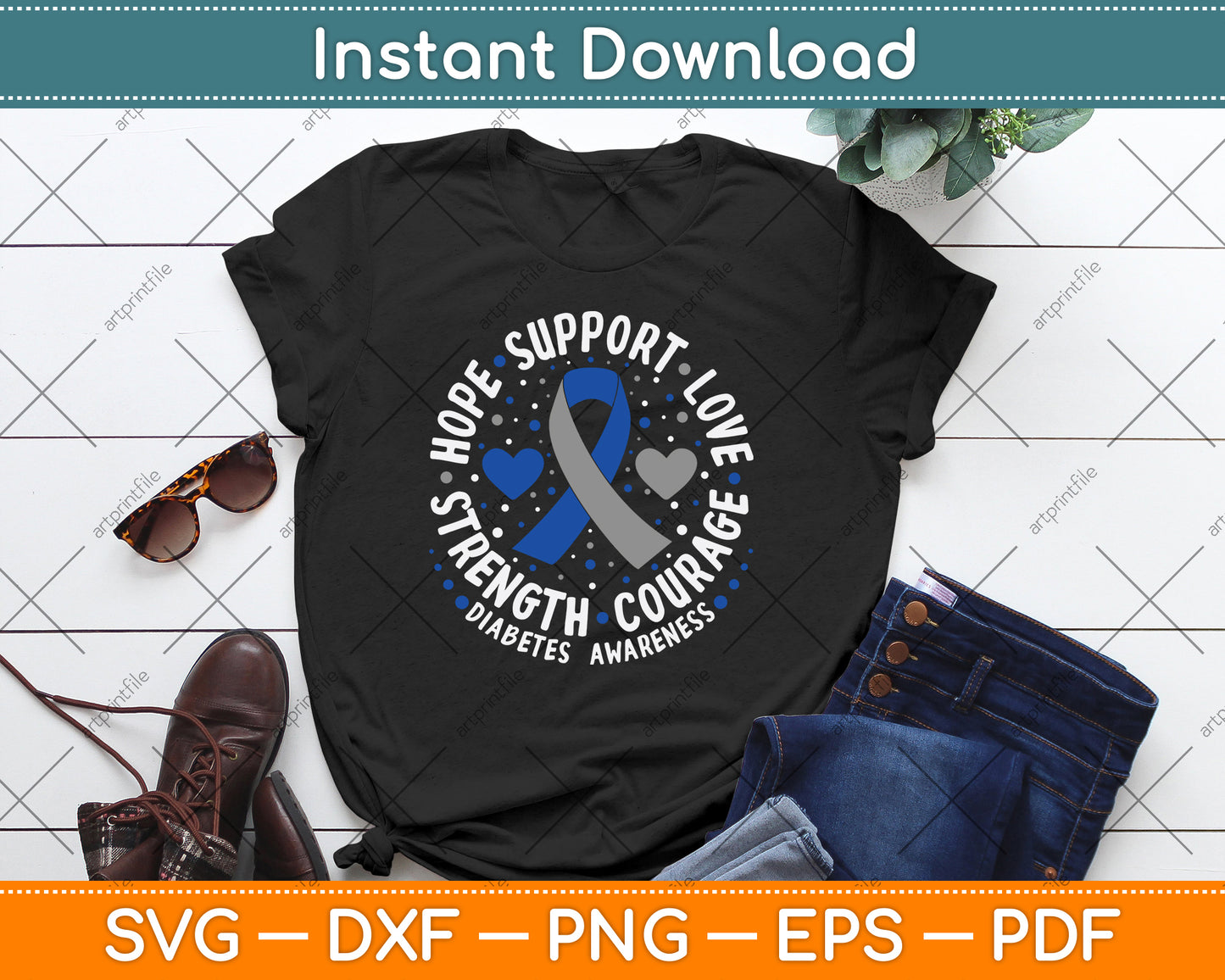 Diabetes Awareness Diabetic Love Support T2d T1d Diabetes SVG Digital Cutting File