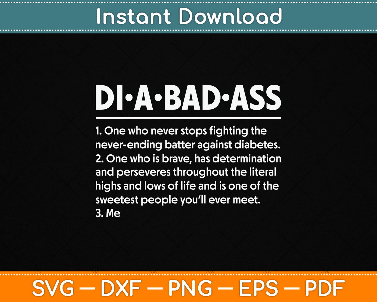 Diabetic Diabetes Fighter Patient Diabadass Definition SVG Digital Cutting File