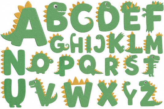 Dinosaur Alphabet Machine Embroidery Designs