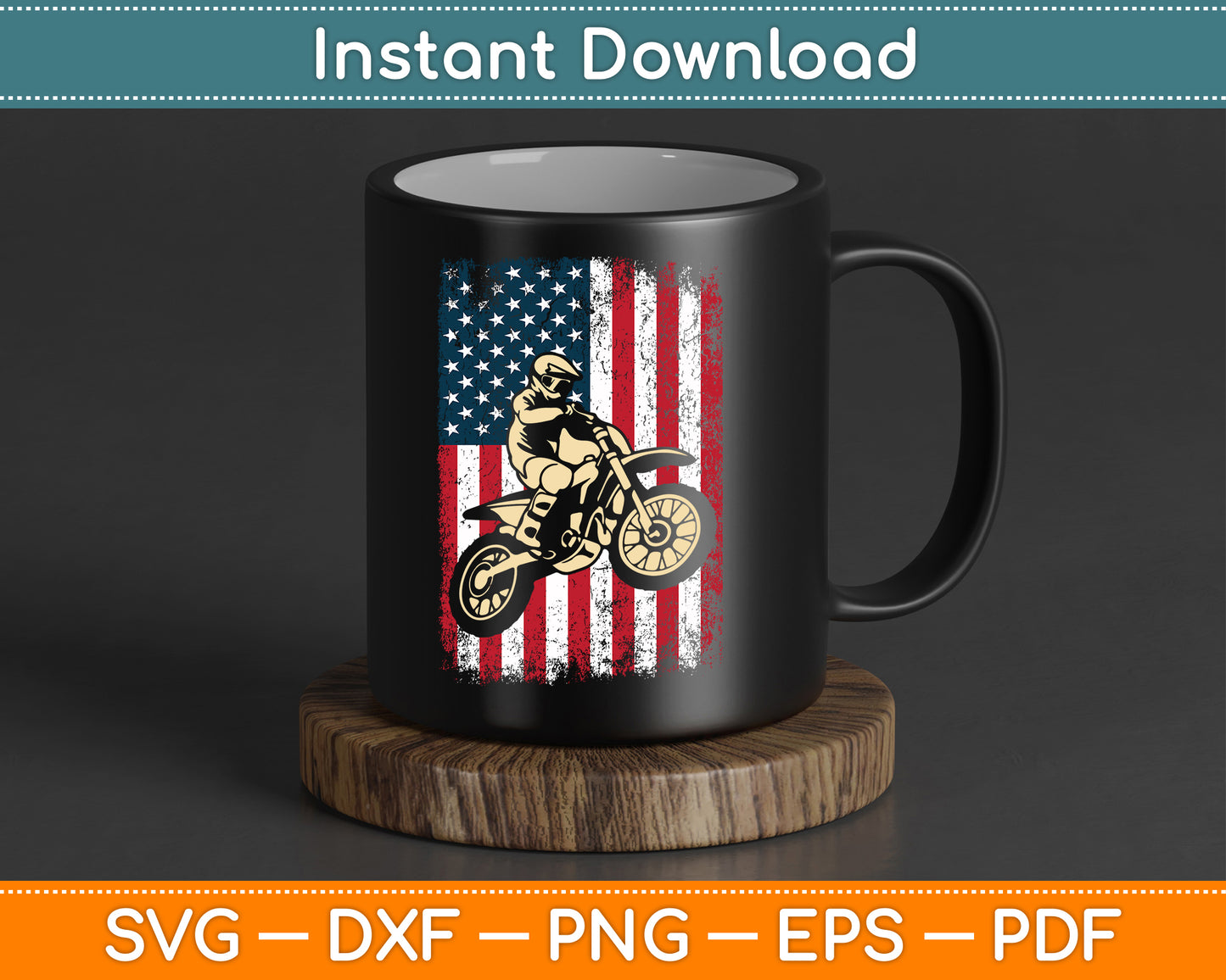 American Flag Dirt Bike Motocross 4th of July SVG Digital Cutting File