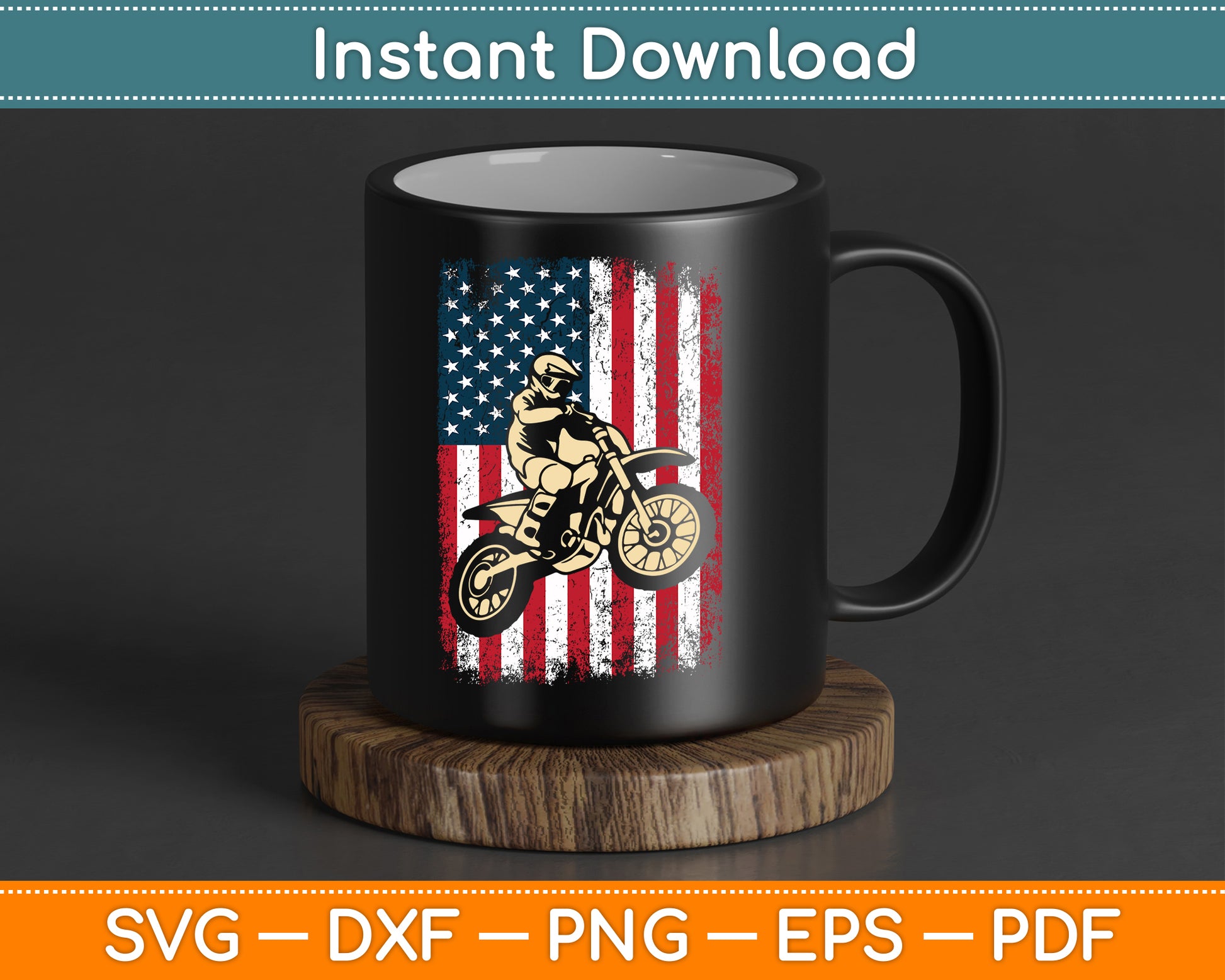 American Flag Dirt Bike Motocross 4th of July SVG Digital Cutting File