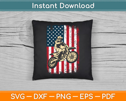 American Flag Dirt Bike Motocross 4th of July SVG Digital Cutting File