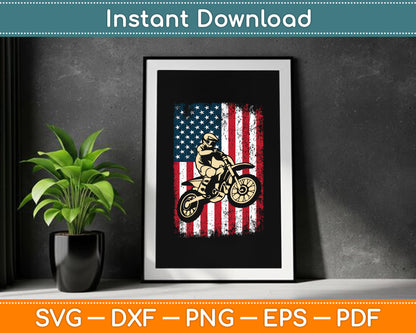 American Flag Dirt Bike Motocross 4th of July SVG Digital Cutting File