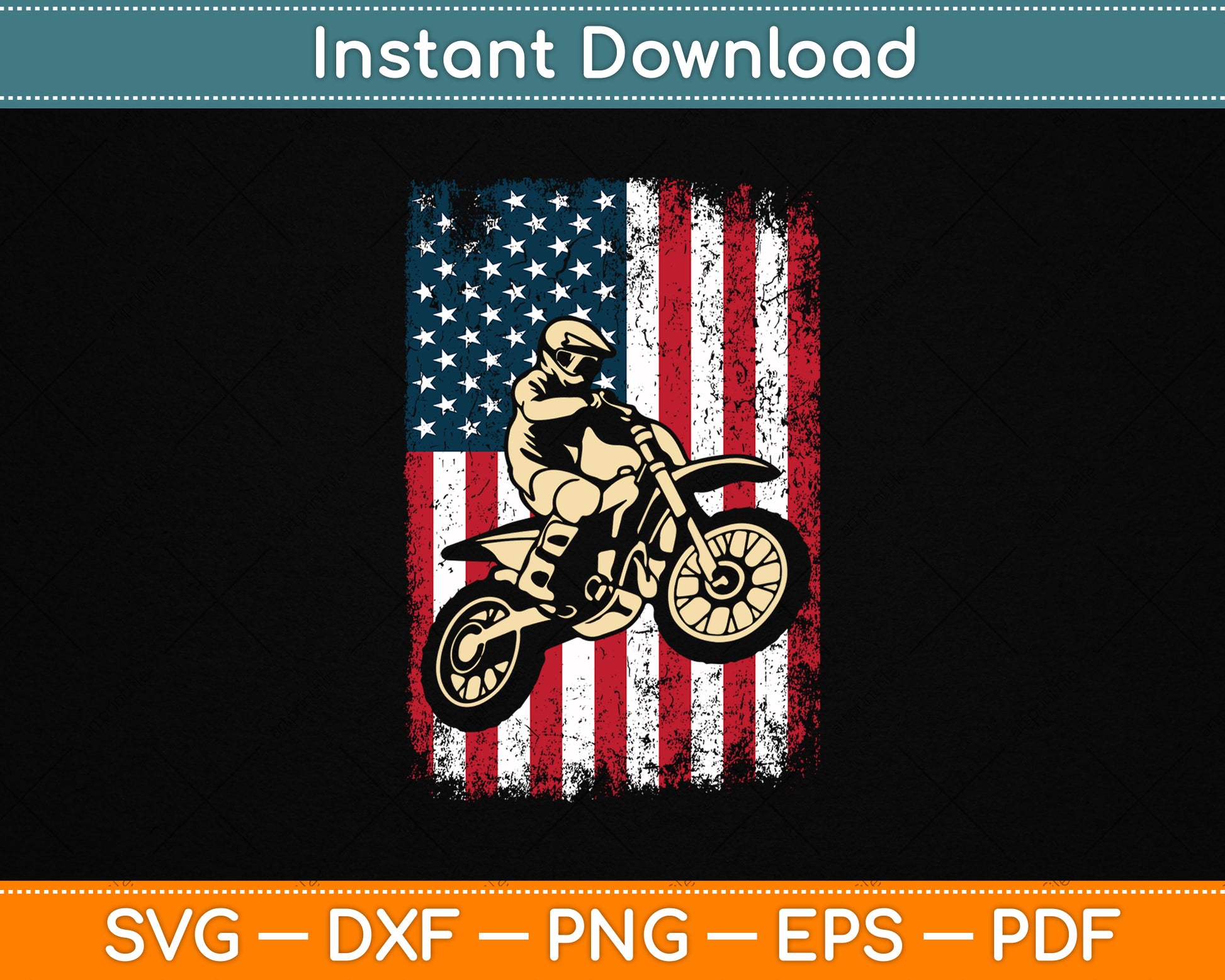 American Flag Dirt Bike Motocross 4th of July SVG Digital Cutting File