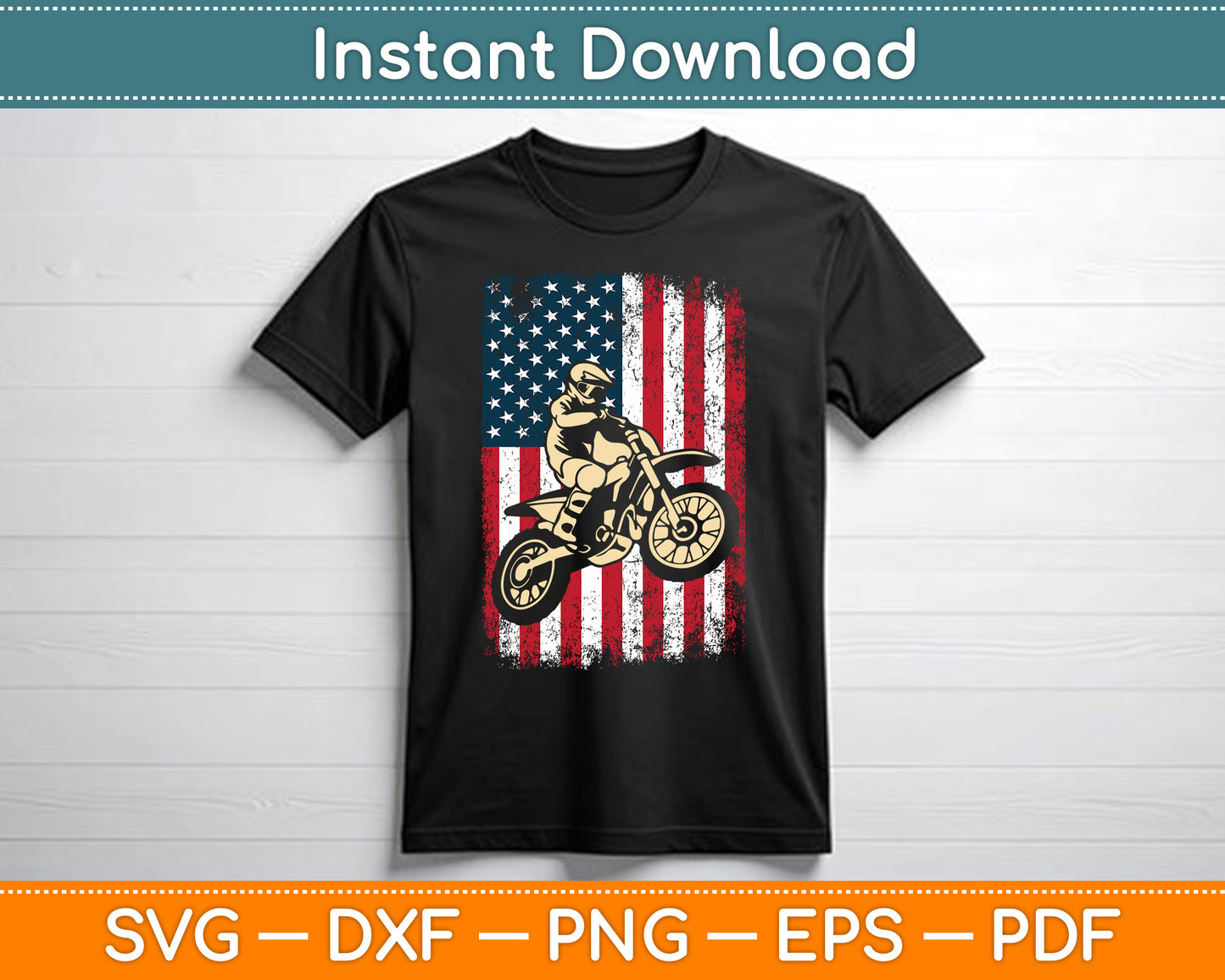 American Flag Dirt Bike Motocross 4th of July SVG Digital Cutting File