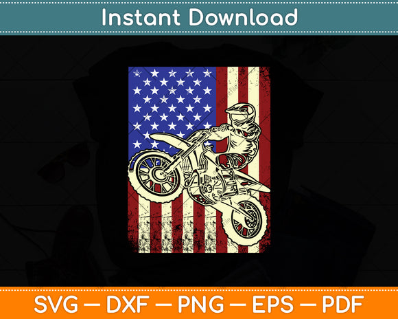 Dirt Bike American Flag Motocross Biker 4th of July Svg Digital Cutting File