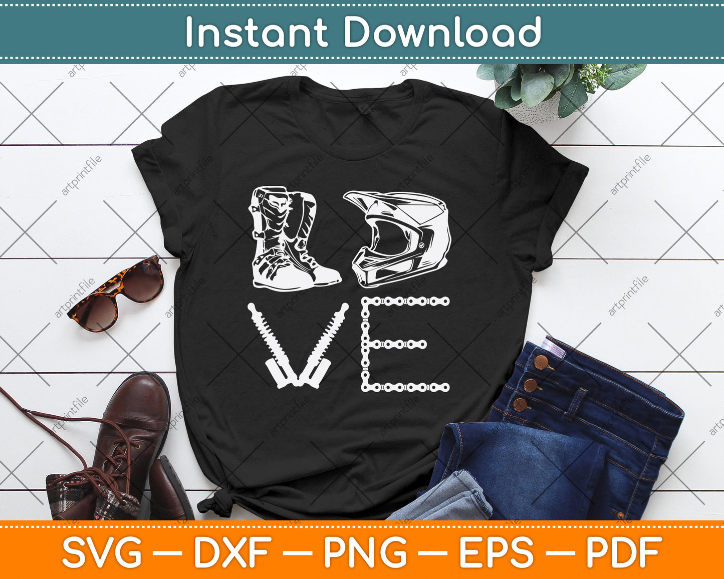 Dirt Bike Love Gift Motorcycle Motocross SVG PNG Digital Cutting File