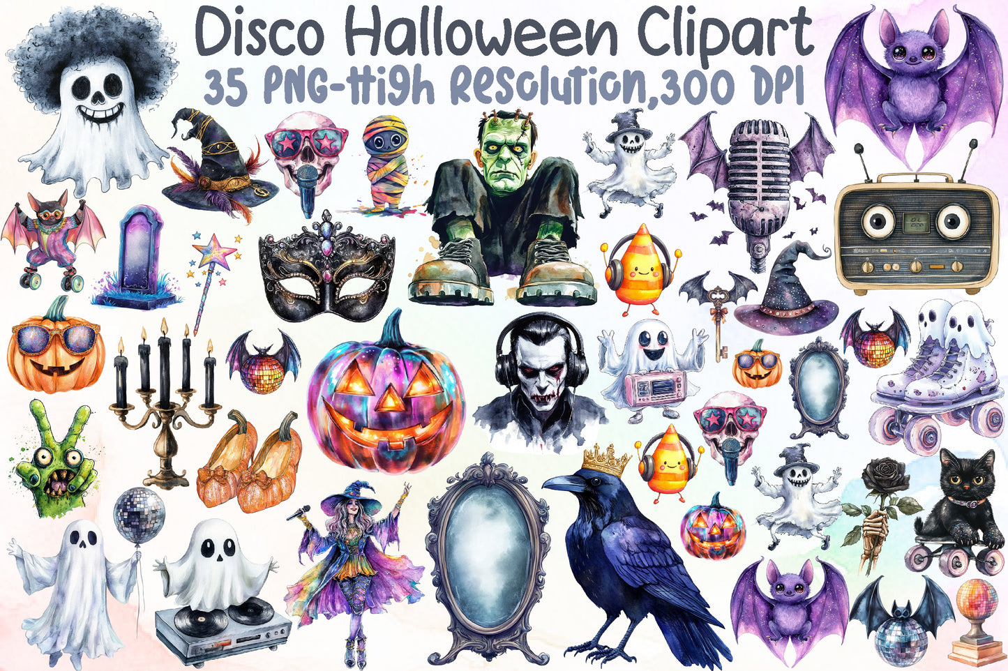 Disco Halloween Clipart 35 PNG