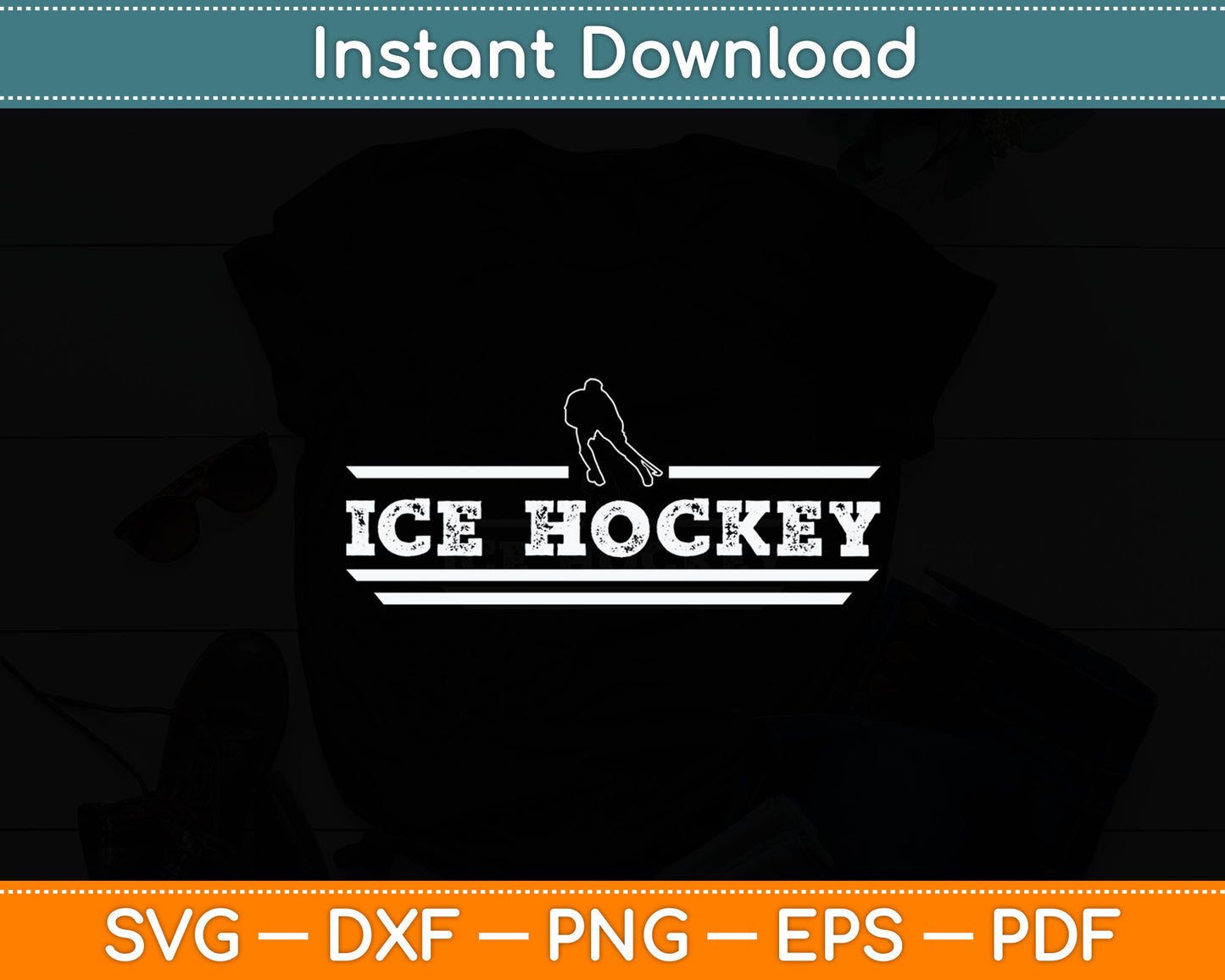Distressed Look Ice Hockey Gift For Ice Hockey Players Svg Digital Cutting File