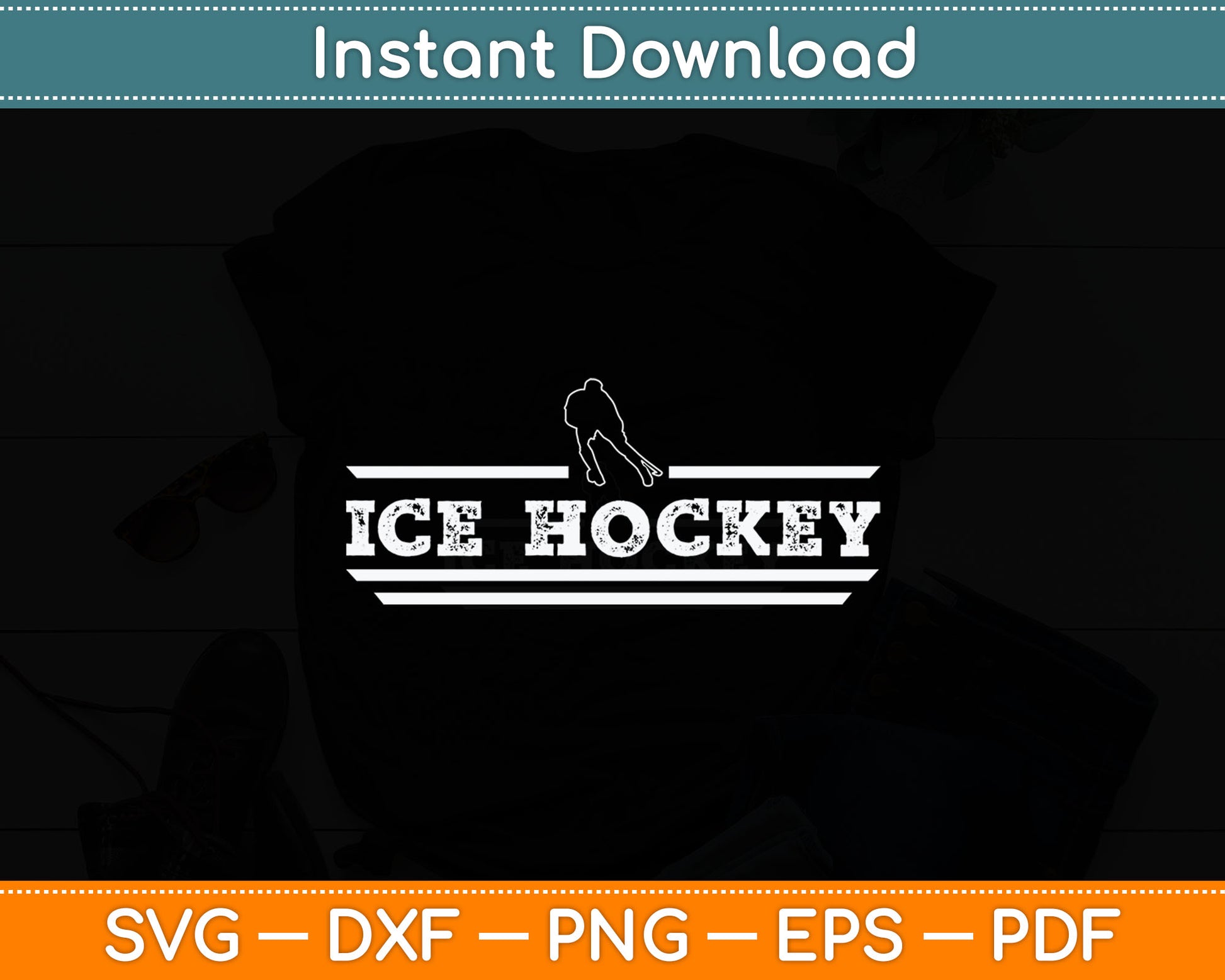 Distressed Look Ice Hockey Gift For Ice Hockey Players Svg Digital Cutting File