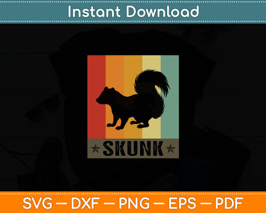Distressed Retro Skunk Graphic for Boys Girls Skunk Svg Digital Cutting File
