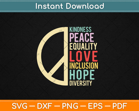 Diversity Equality Love Peace Human Rights Social Justice Svg Digital Cutting File