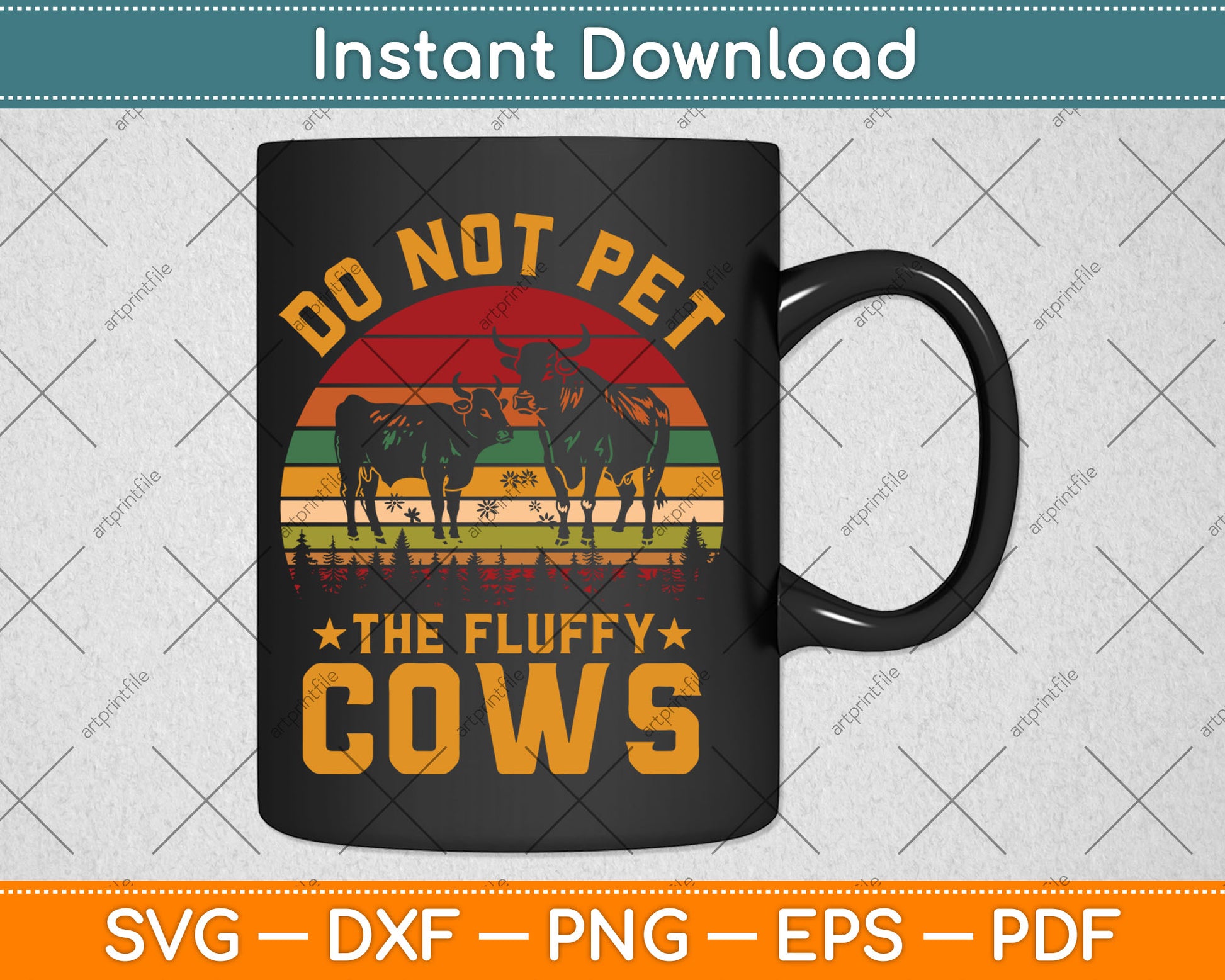 Do Not Pet The Fluffy Cows Vintage Retro Cow Lover Svg Design Digital Cutting File