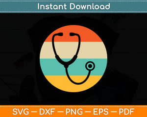 Doctor Nurse Retro Vintage Stethoscope Svg Digital Cutting File