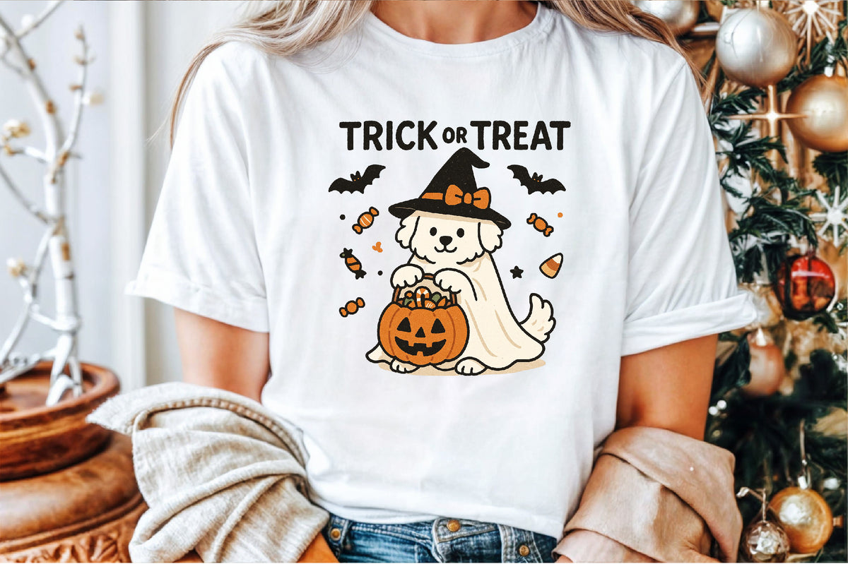 Dog Ghost Trick or Treat Halloween PNG