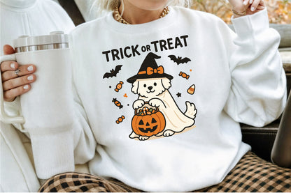 Dog Ghost Trick or Treat Halloween PNG