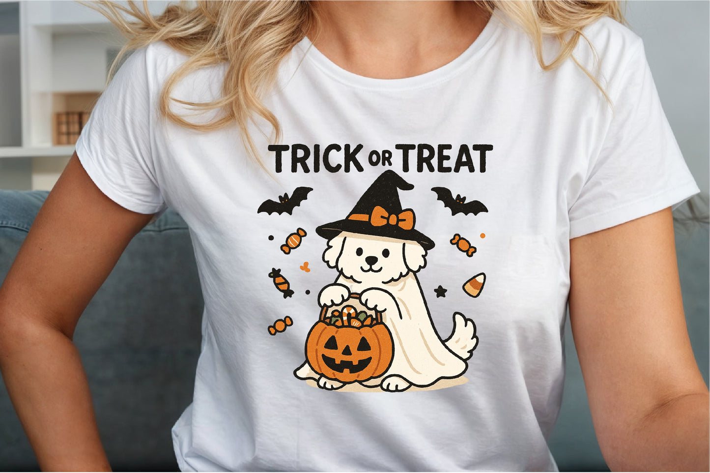 Dog Ghost Trick or Treat Halloween PNG