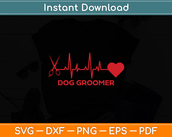 Dog Groomer Pet Grooming Heartbeat Pet Svg Digital Cutting File