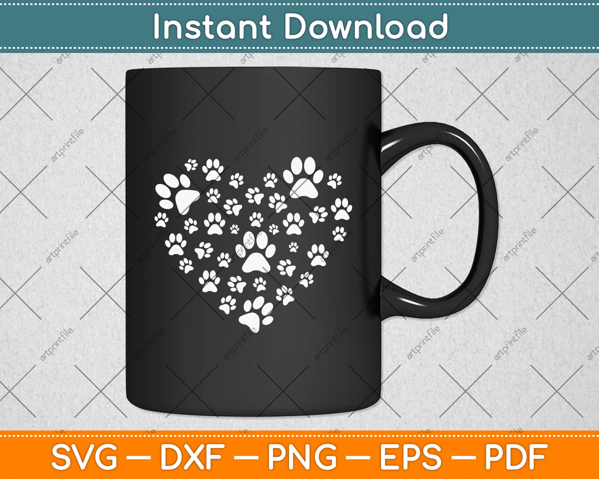 Dog Paw Love Heart Print Svg Digital Cutting File