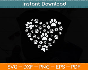 Dog Paw Love Heart Print Svg Digital Cutting File