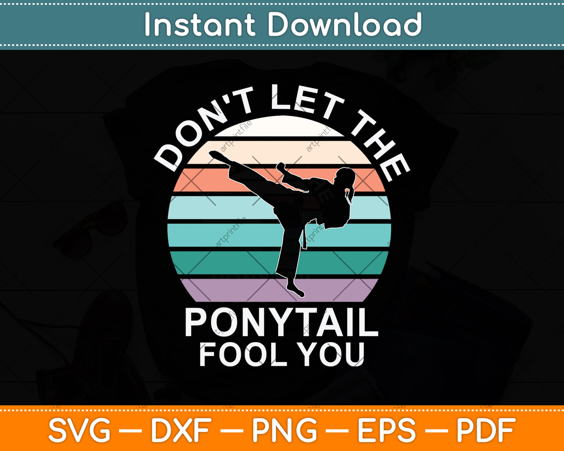 Don't Let The Ponytail Fool You Funny Vintage Svg Png Dxf Digital Cutting File