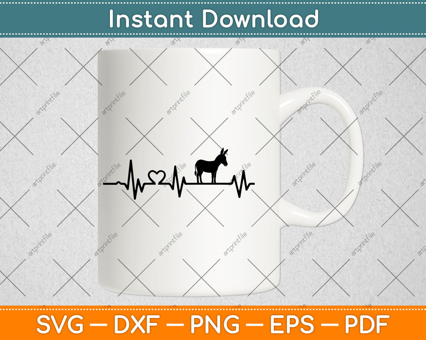 Donkey Heartbeat Svg Digital Cutting File
