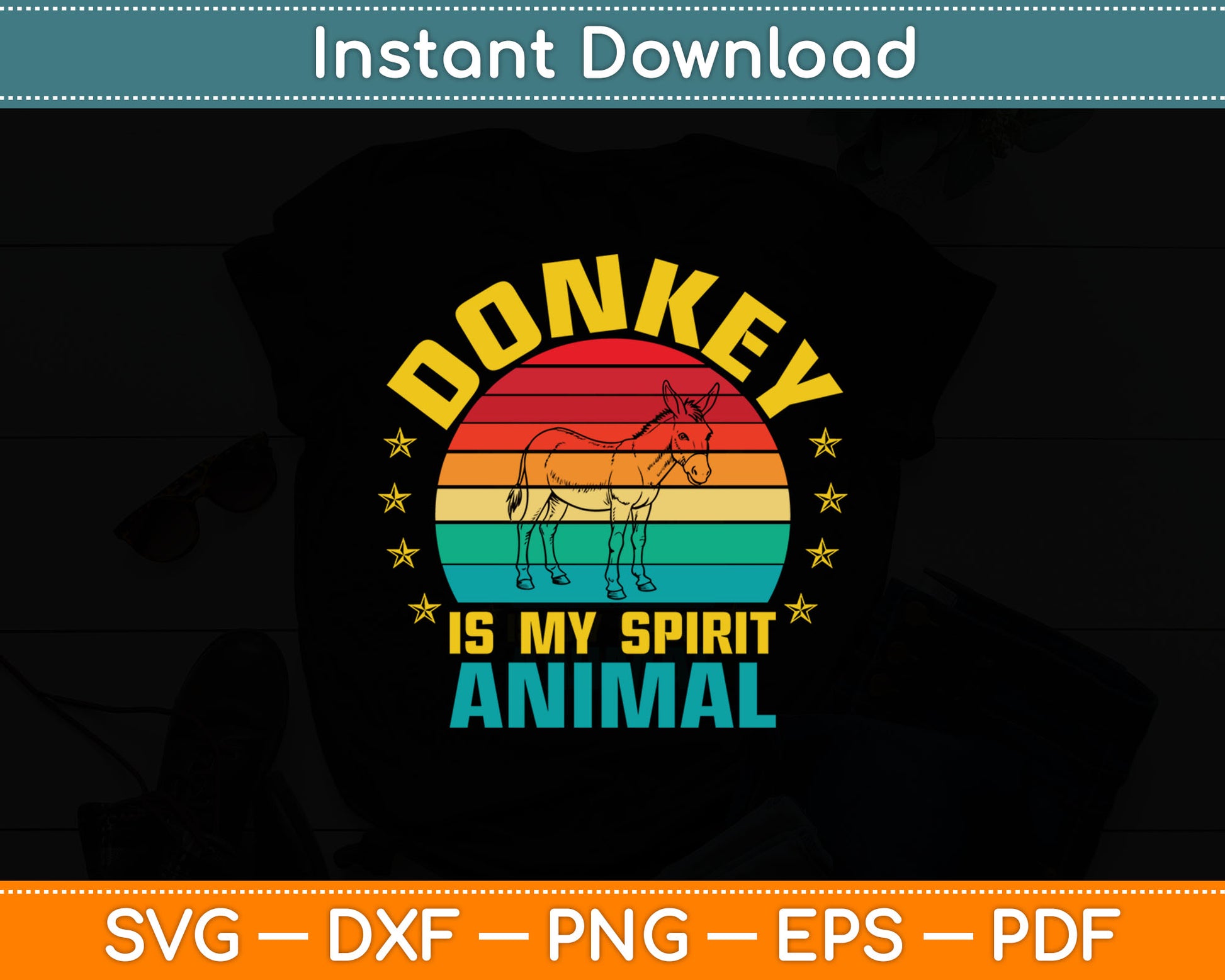 Donkey Is My Spirit Animal Funny Retro Svg Digital Cutting File