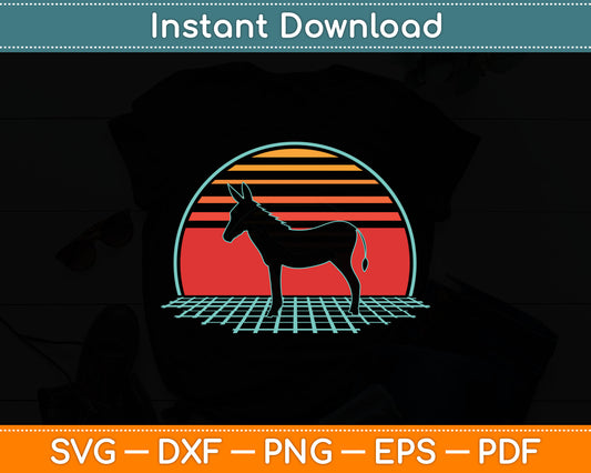 Donkey Retro Vintage 80s Style Animal Lover Gift Svg Digital Cutting File