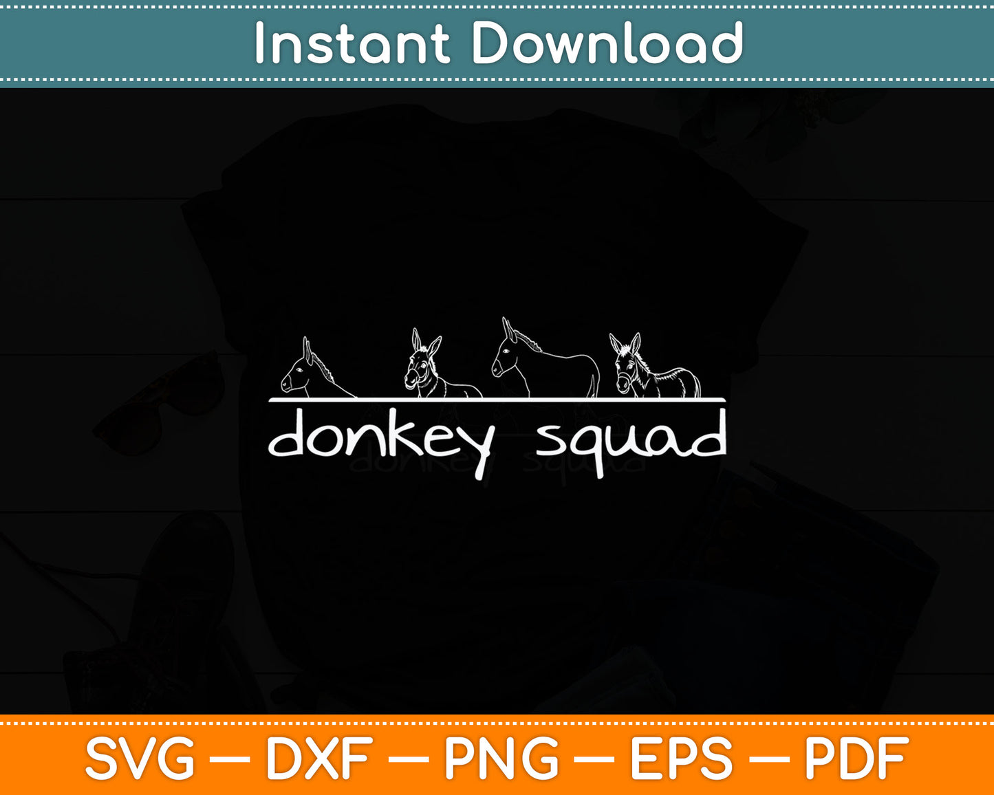Donkey Squad Funny Mule Team Farm Animal Svg Digital Cutting File