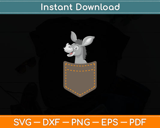Donkey in Pocket Svg Digital Cutting File