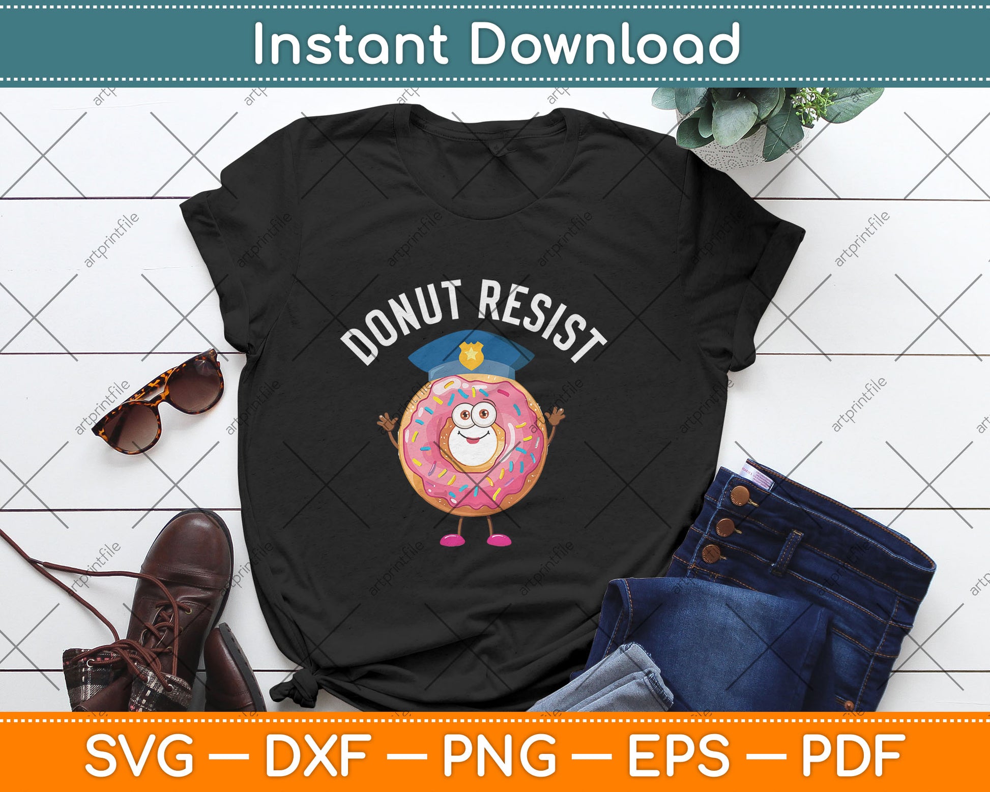 Donut Resist Meme Funny Police Officer Support Theme Quote Svg Digital Cutting File