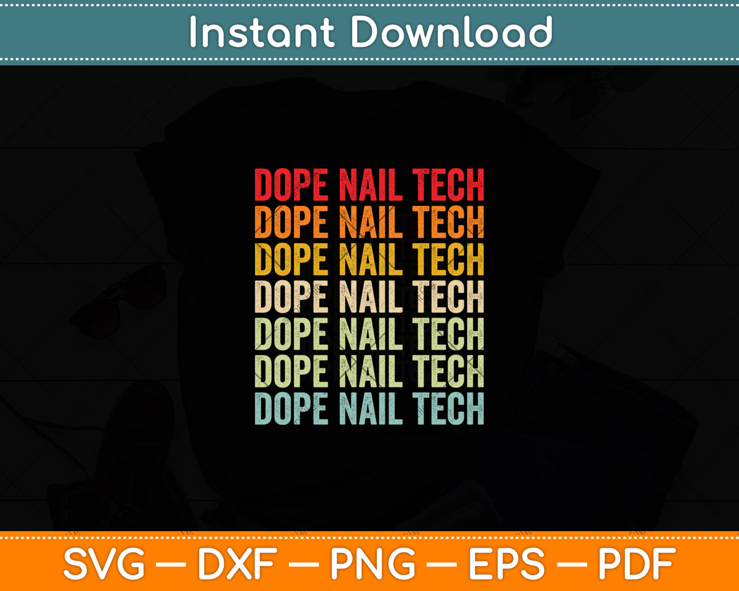 Vintage Retro Dope Nail Tech Svg Png Dxf Digital Cutting File