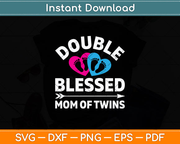 Double Blessed Mom Of Twins Mothers Day Svg Design Digital Cutting File