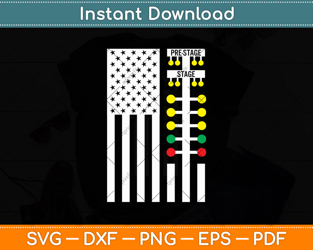 Drag Racing Flag American Drag Racer Drag Strip Tree Light Svg File ...