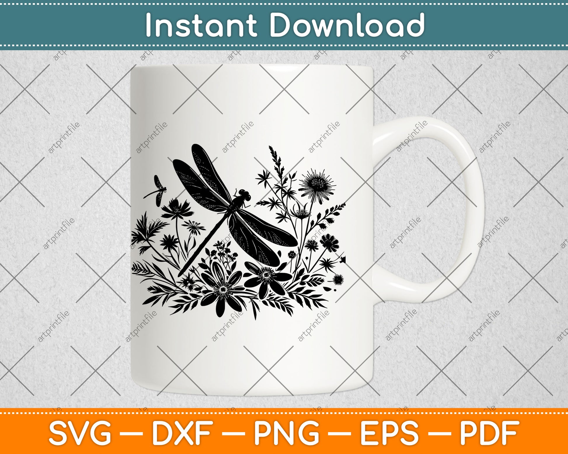 Dragonfly Flowers Vector, Dragonfly Flowers Svg Digital Cutting File