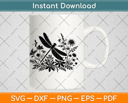 Dragonfly Flowers Vector, Dragonfly Flowers Svg Digital Cutting File