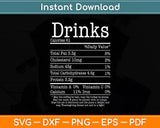 Drinks Nutritional Facts Thanksgiving Christmas Svg Digital Cutting File